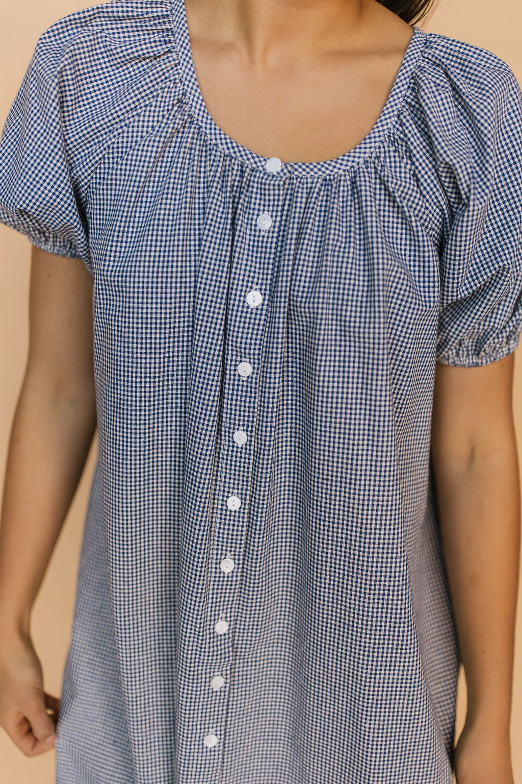 Eliza Gingham Midi in Navy - Image 2