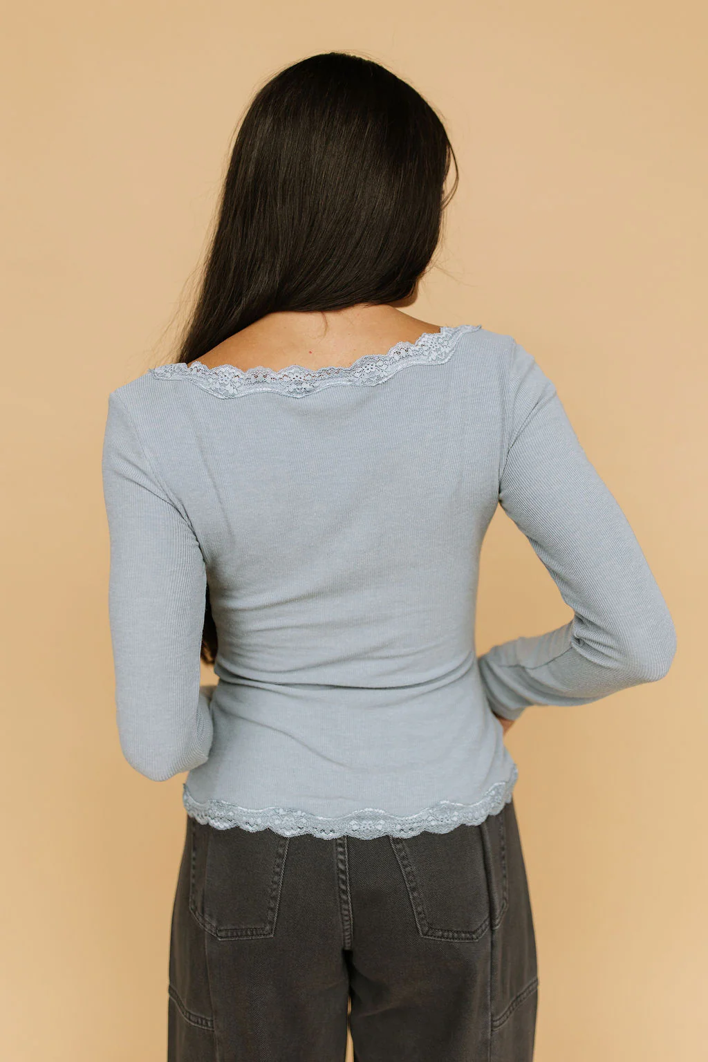 Emmie Lace Top In Light Blue - Image 4