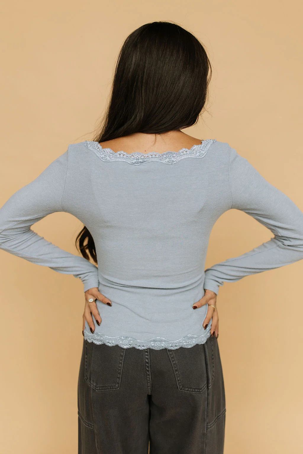 Emmie Lace Top In Light Blue - Image 5