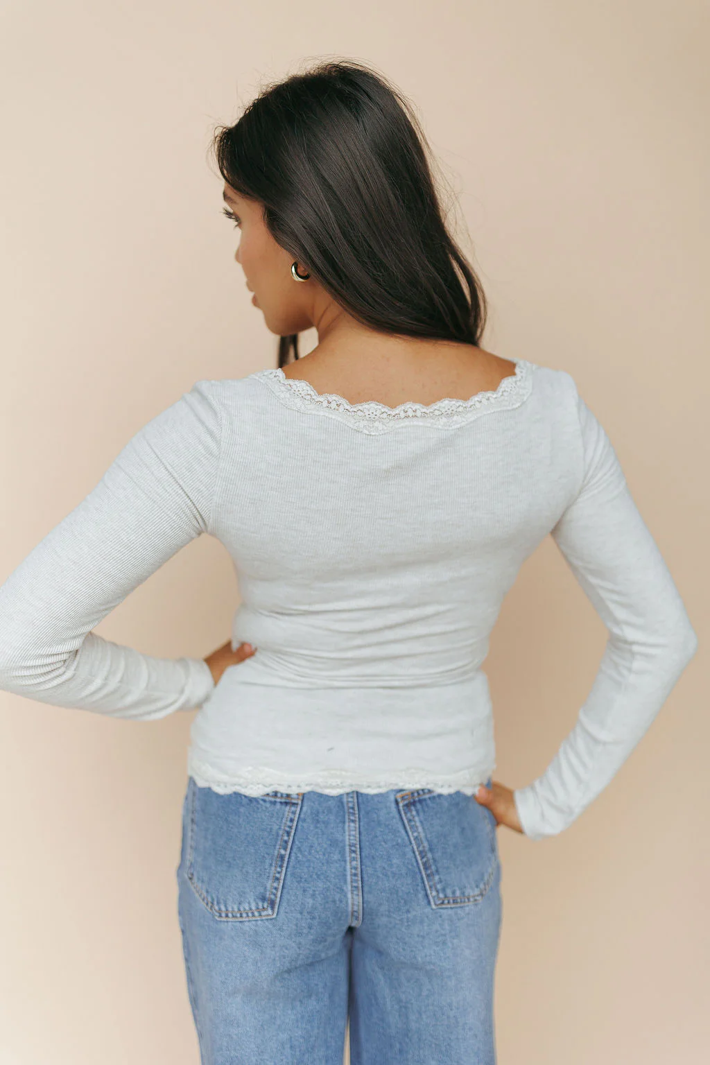 Emmie Lace Top in Oatmeal - Image 4