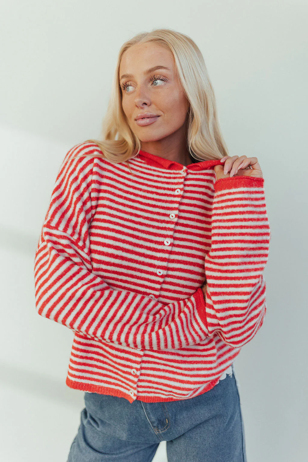 Piper Cardigan in Mini Stripes - Image 13