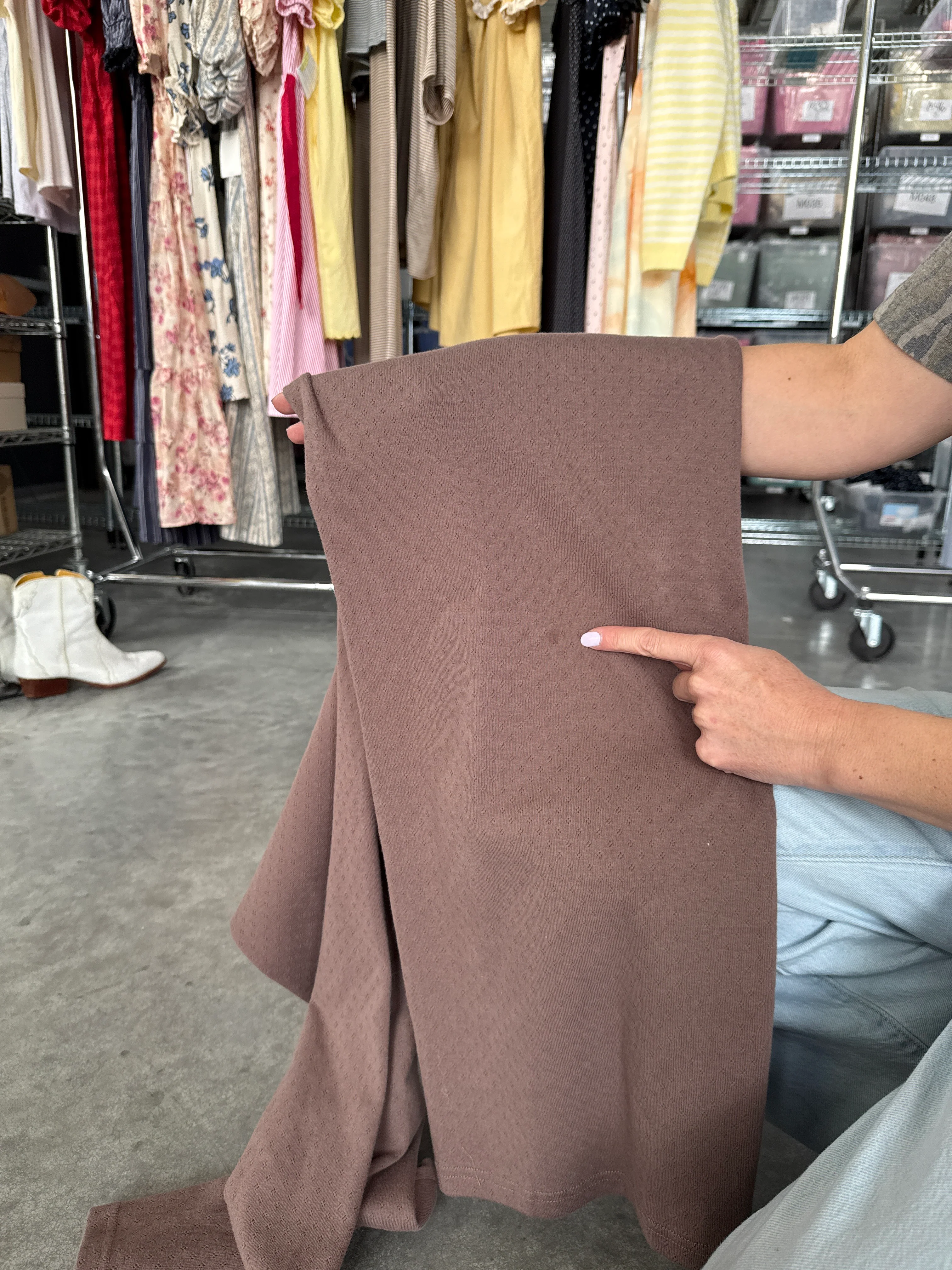 FINAL SALE - Everyday Feeling Pointelle Pants in Mocha - SMALL - Image 3