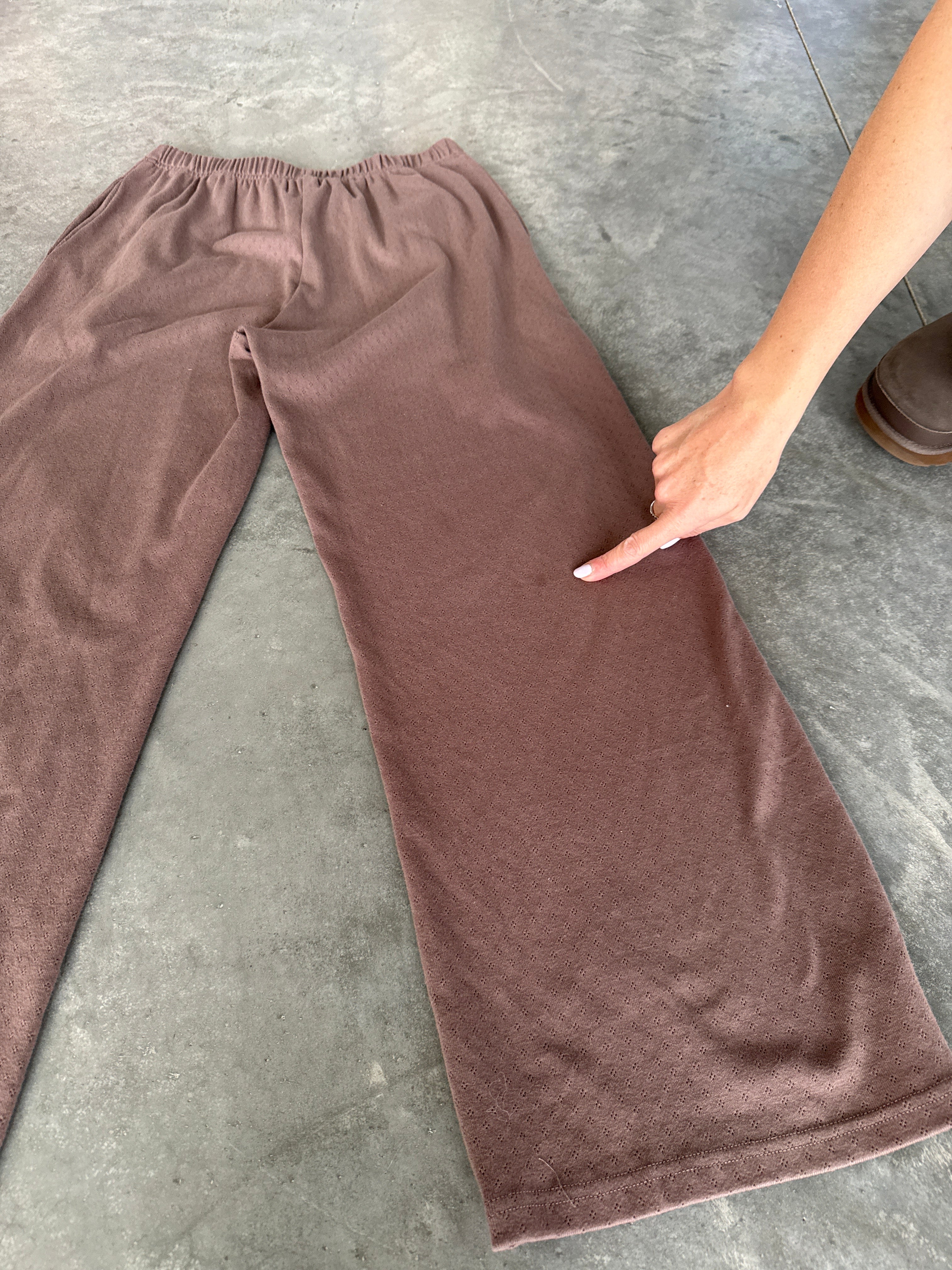 FINAL SALE - Everyday Feeling Pointelle Pants in Mocha - SMALL - Image 4