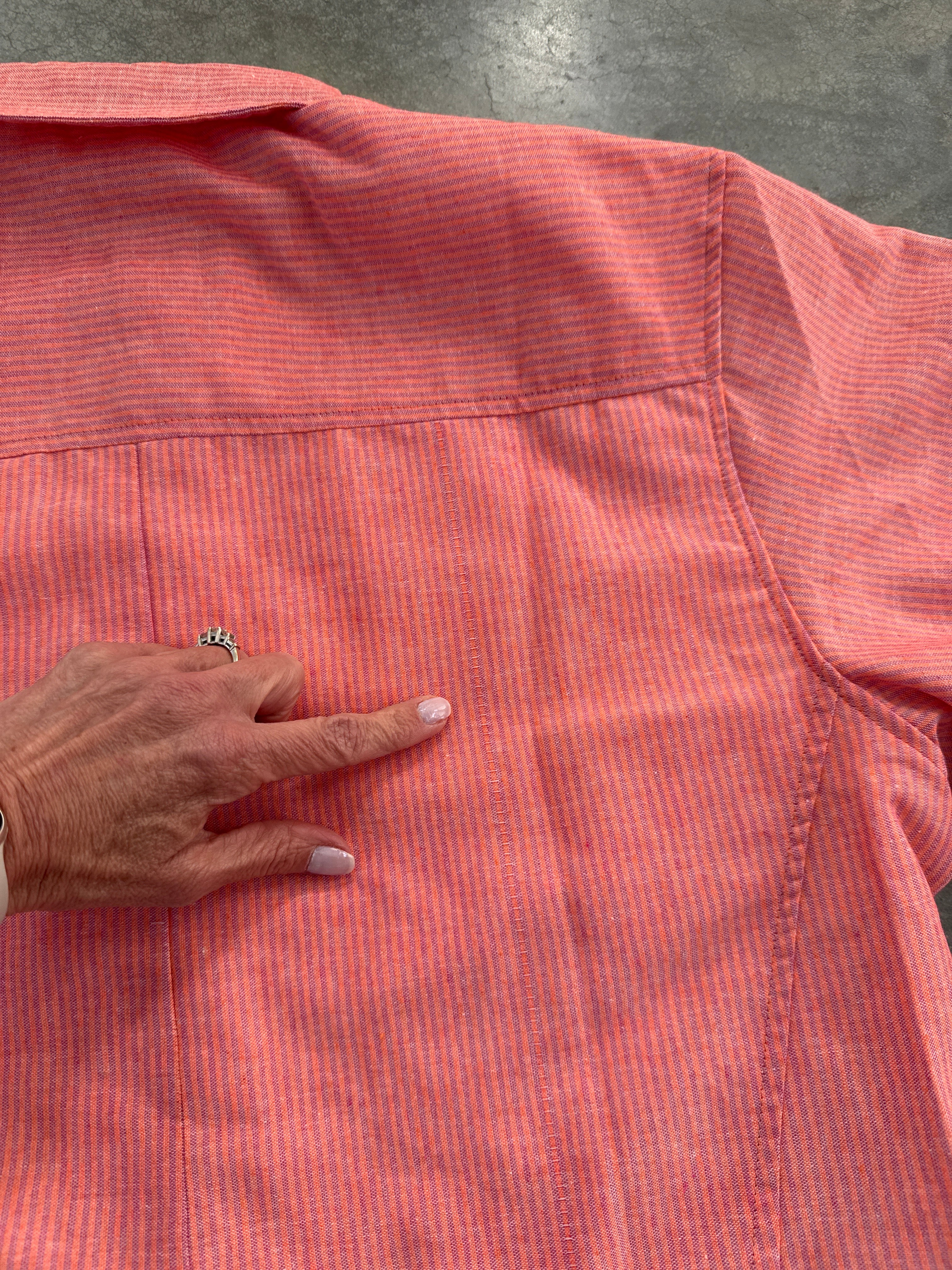 FINAL SALE - FLAWED Bailey Pinstripe Top in Coral - Small - Image 3