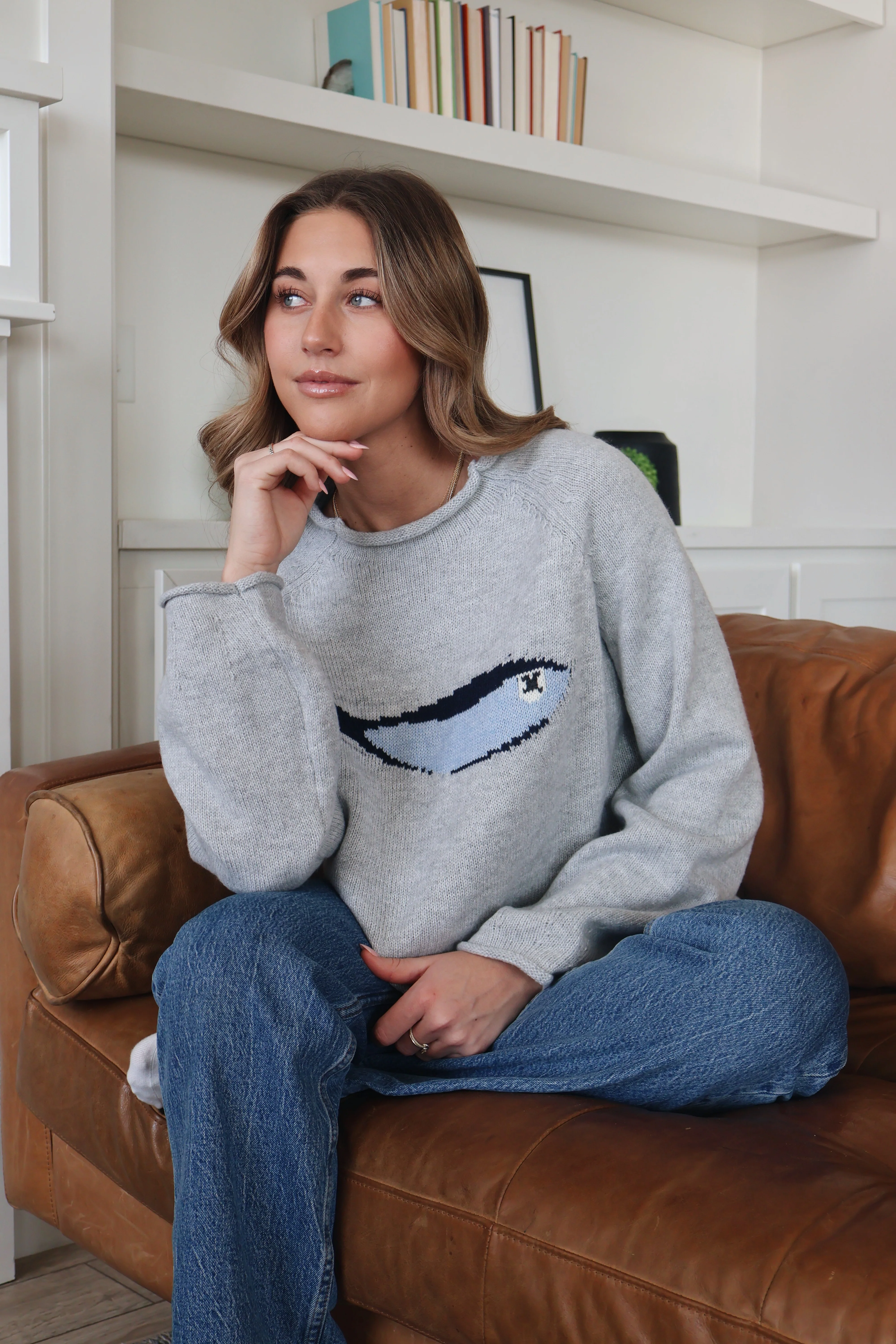 Fish N Chic Sweater in Heather Grey - Image 2