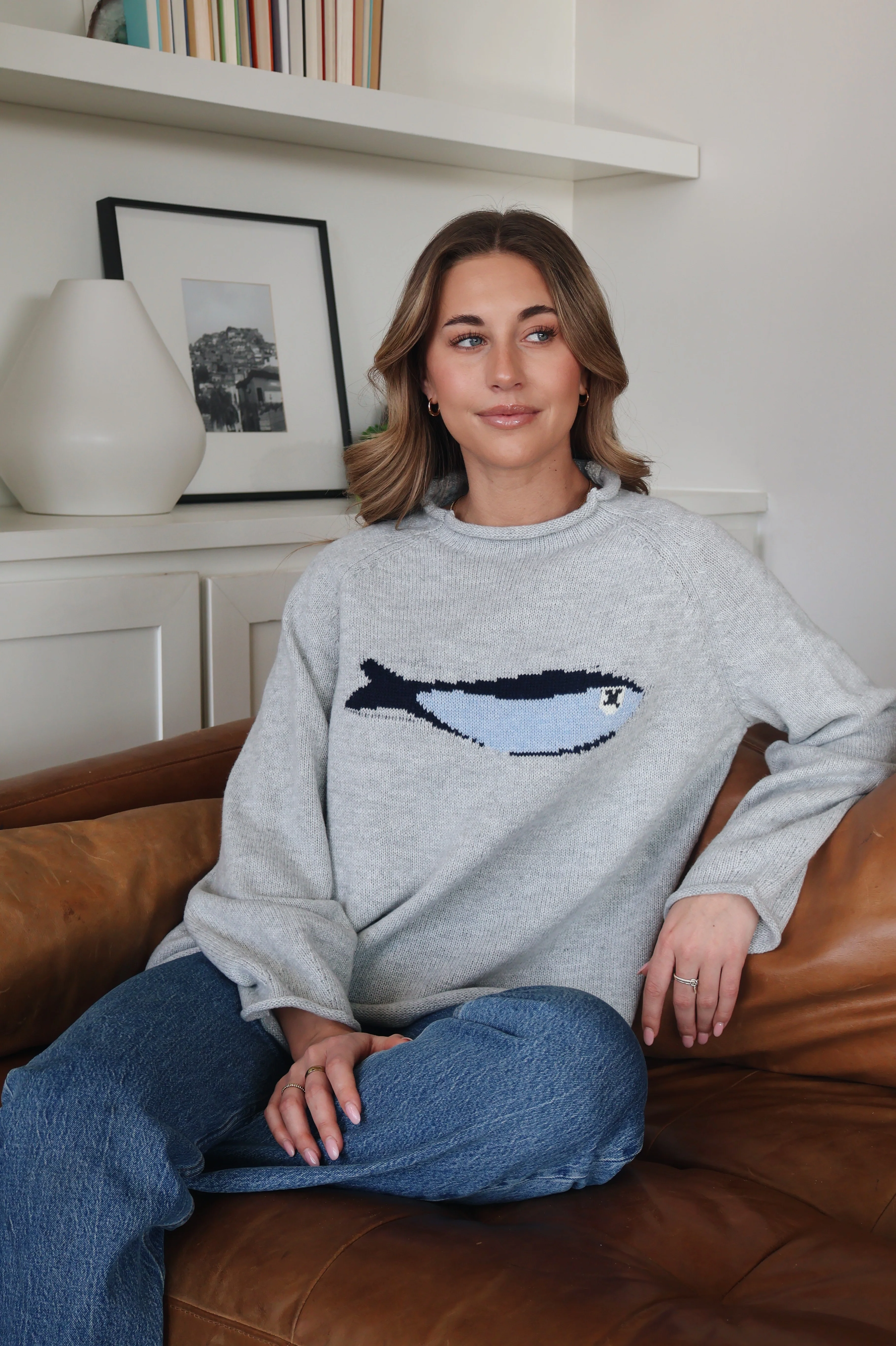Fish N Chic Sweater in Heather Grey - Image 3