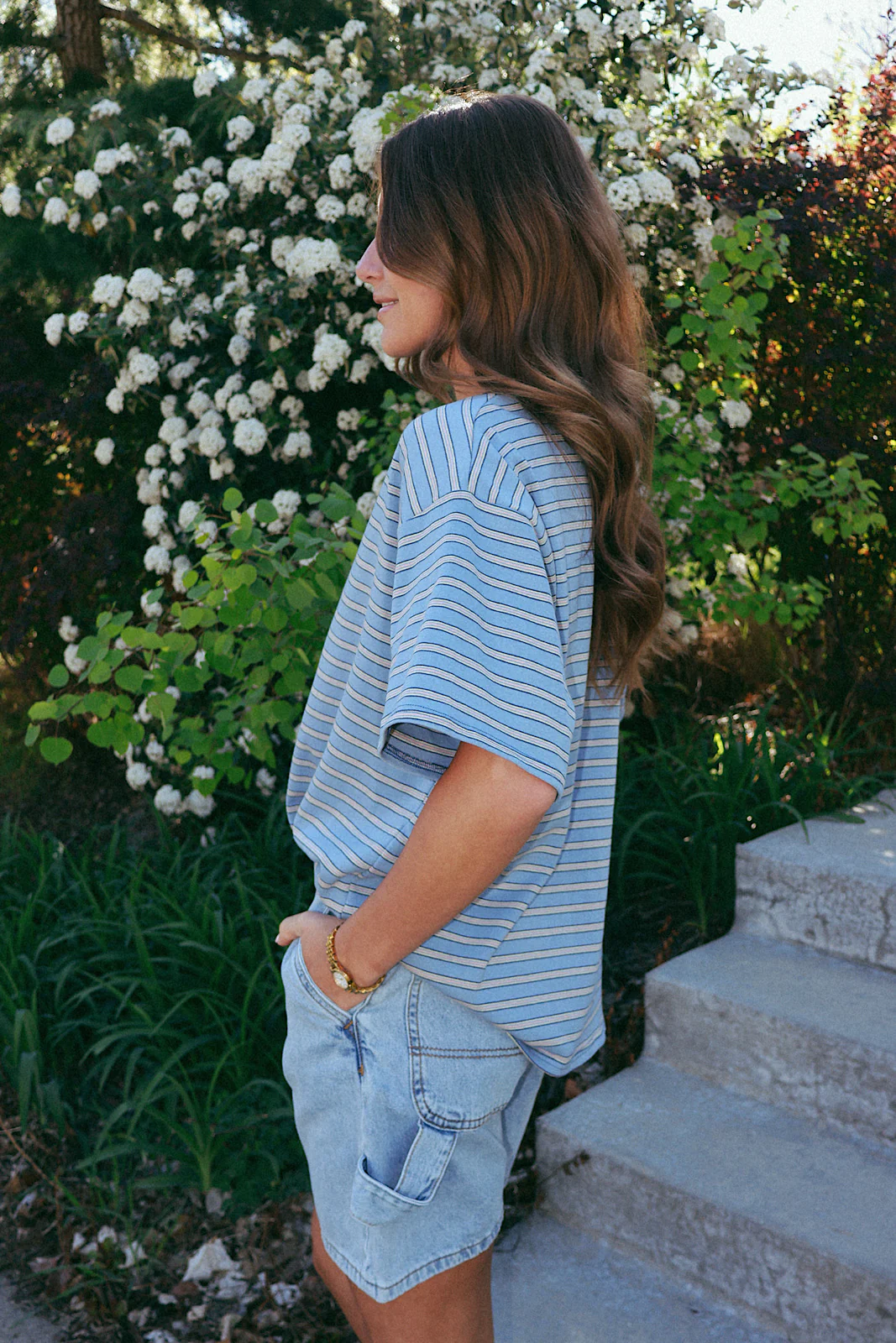 Frankie Stripe Tee in Blue - Image 4