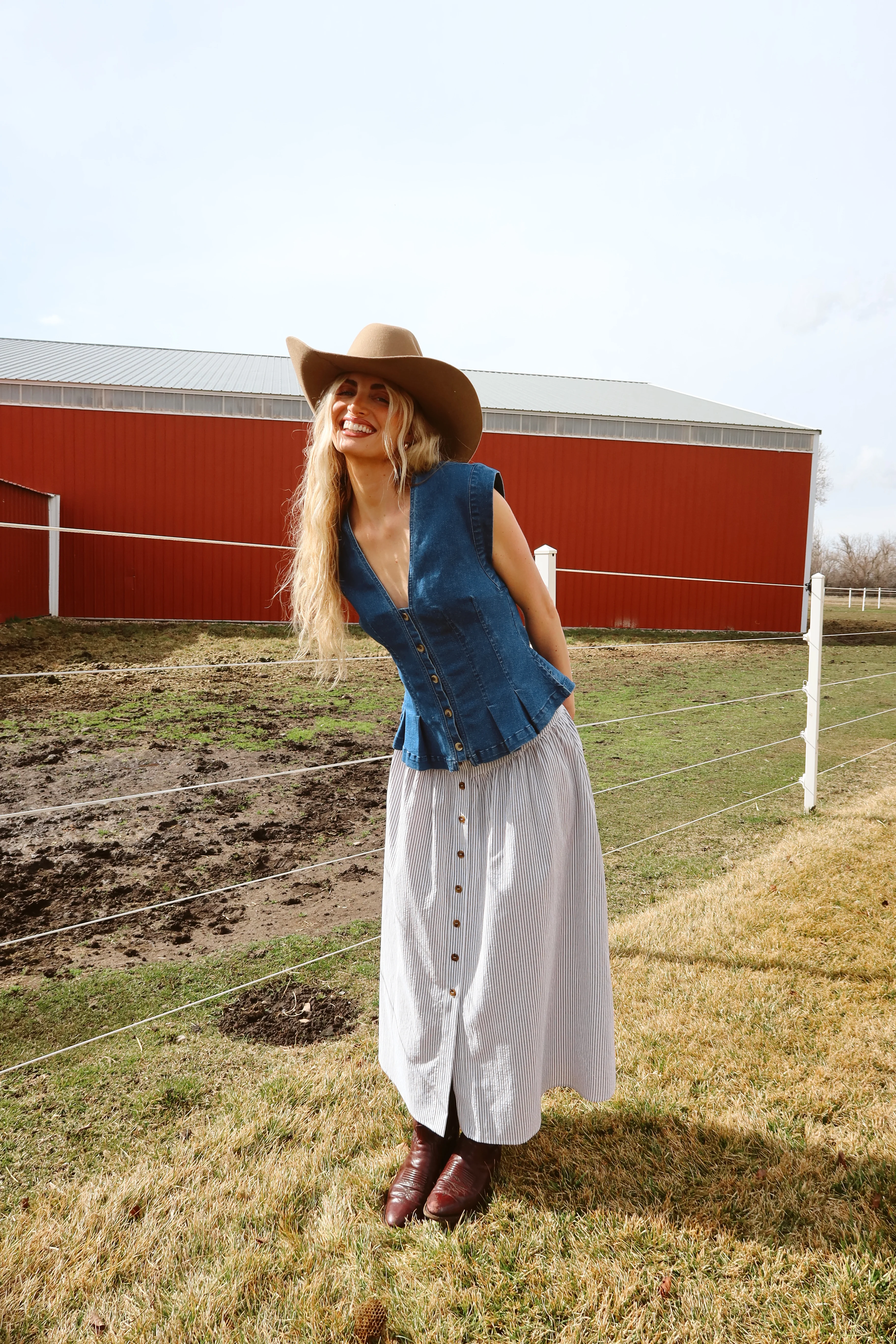 Free People Dylan Denim Vest in Medium Blue - Image 4
