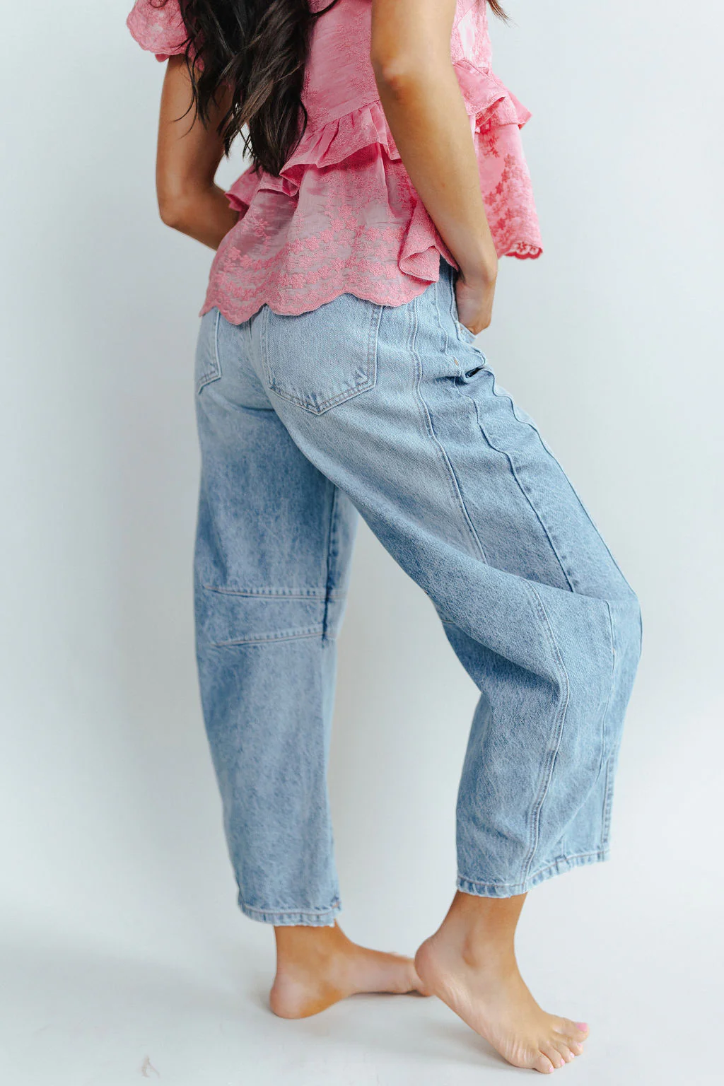 Free People Good Luck Mid-Rise Barrel Jeans in Ultra Light Beam - Image 6