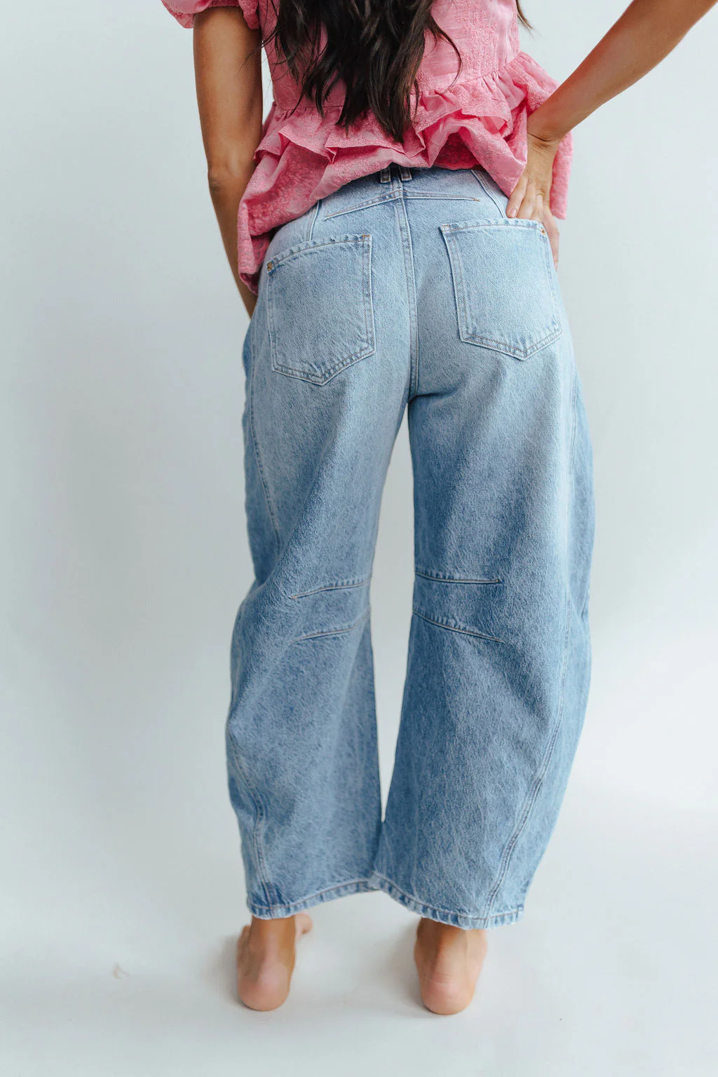 Free People Good Luck Mid-Rise Barrel Jeans in Ultra Light Beam - Image 8
