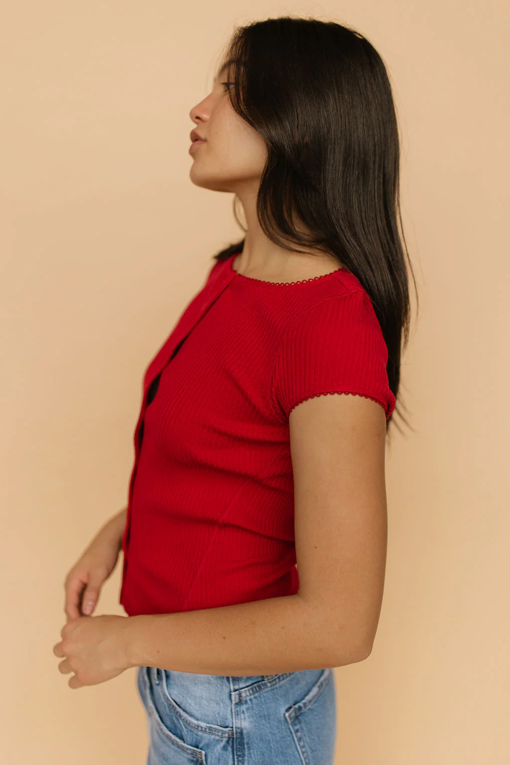Free People Most Wanted Cardi in Red - Image 3
