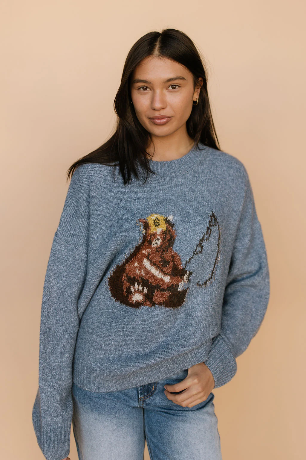 Gone Fishing Knit Sweater in Dusty Blue - Image 3