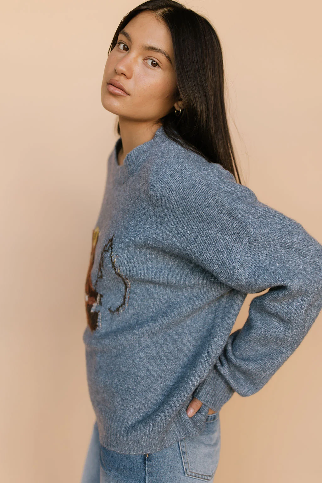 Gone Fishing Knit Sweater in Dusty Blue - Image 4
