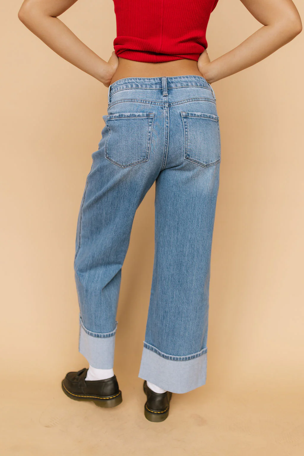 Greer Wide Leg Cuffed Jeans - Image 4