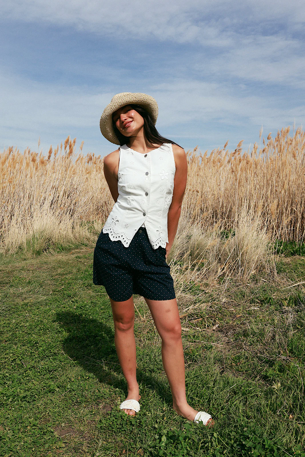 Greta Denim Eyelet Vest - Image 3