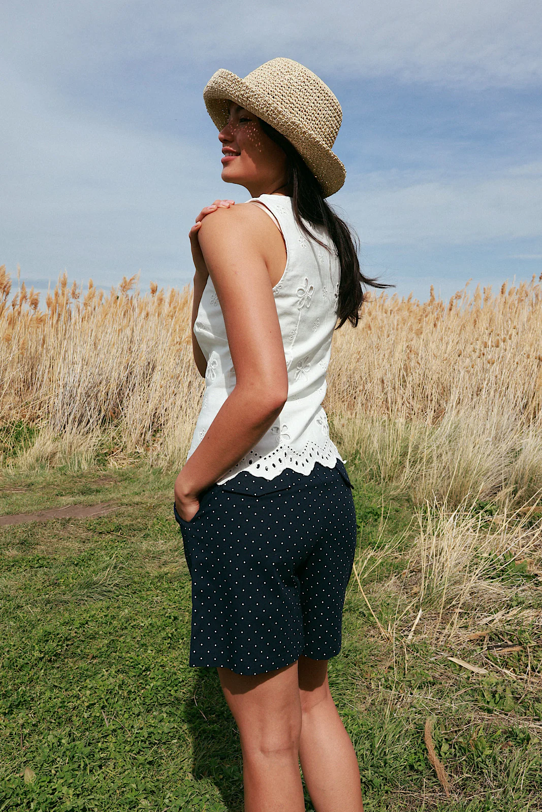 Greta Denim Eyelet Vest - Image 4