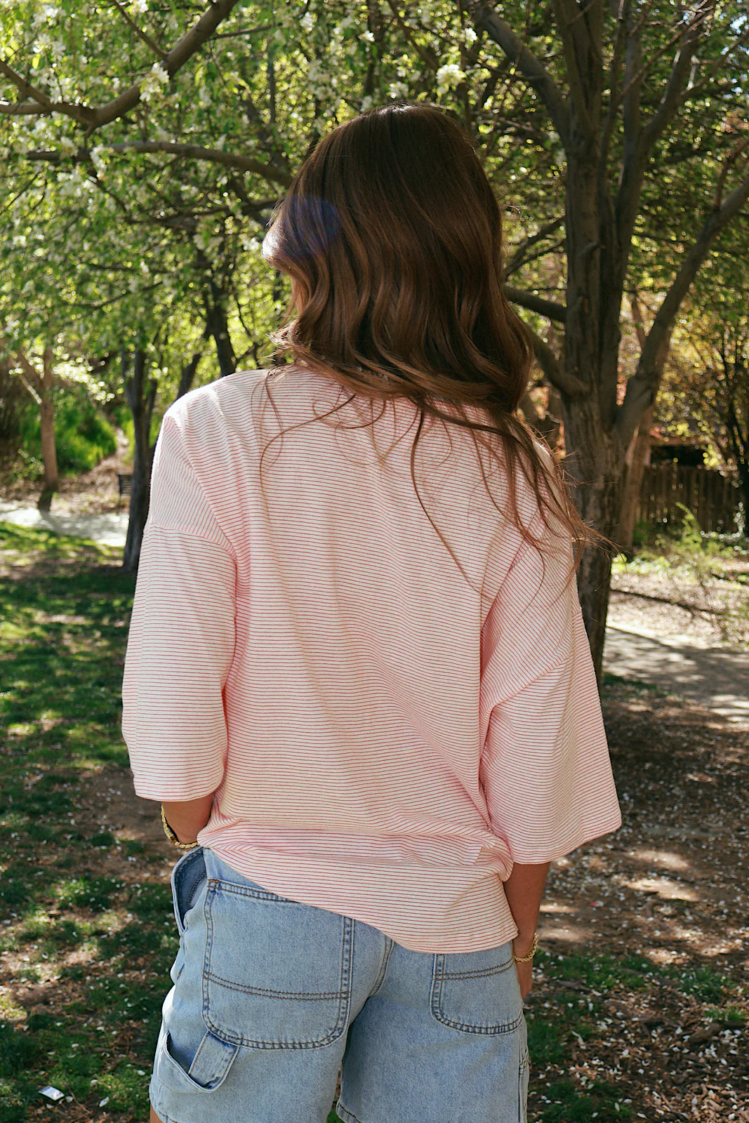 Hayden Stripe Tee in Orange - Image 3