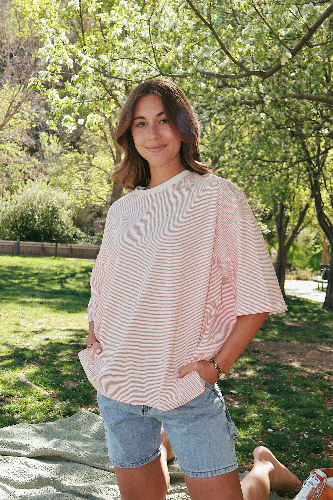 Hayden Stripe Tee in Orange - Image 4