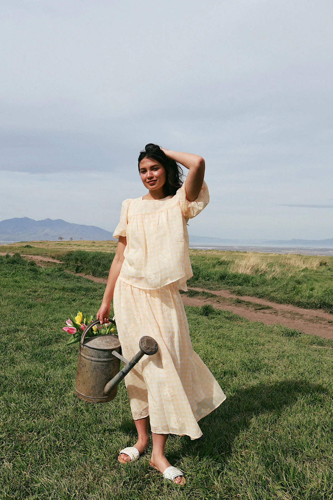 Holland Embroidered Gingham Skirt - Image 3