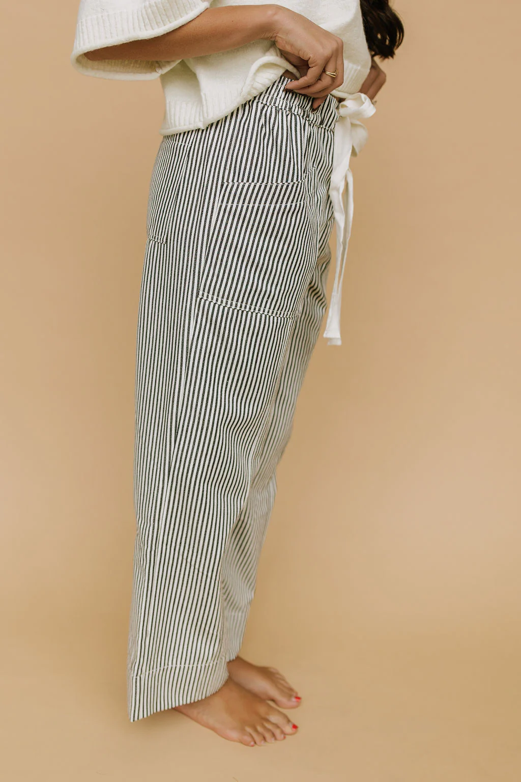 Hollis Stripe Pants in Black - Image 3