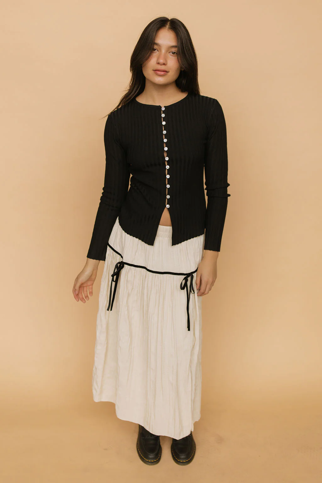 FINAL SALE - Indy Ribbed Cardigan in Black - Image 2