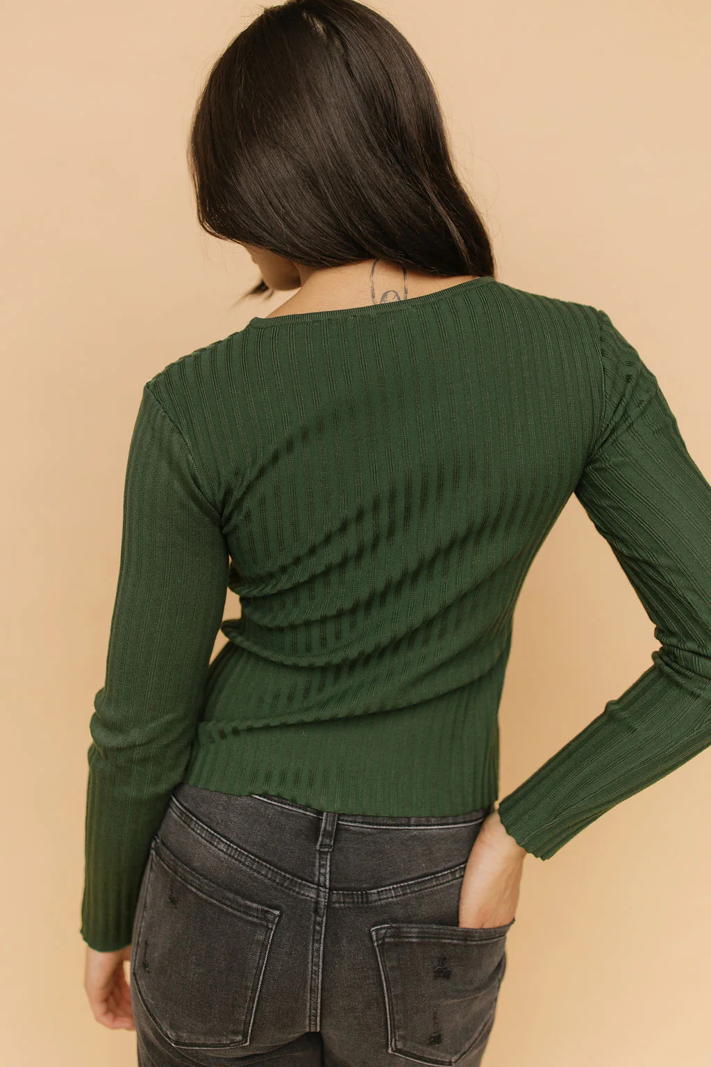 FINAL SALE - Indy Ribbed Cardigan in Forest Green - Image 4