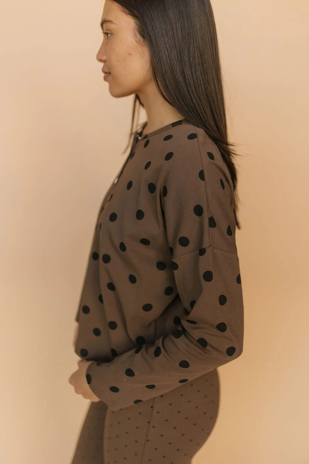 Isabel Polkadot Cardigan in Brown - Image 3