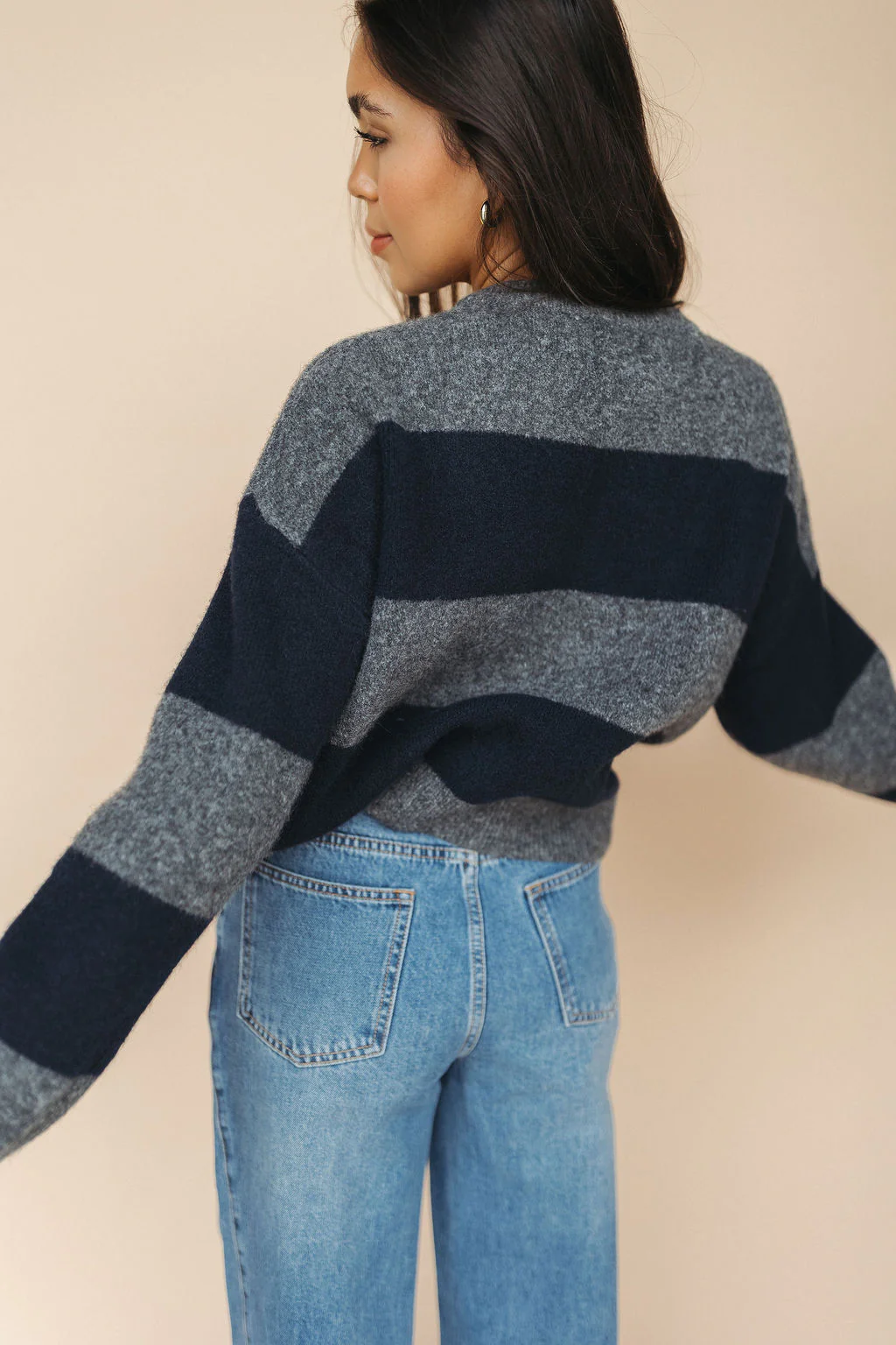 FINAL SALE - Jace Stripe Cardigan in Navy - Image 5