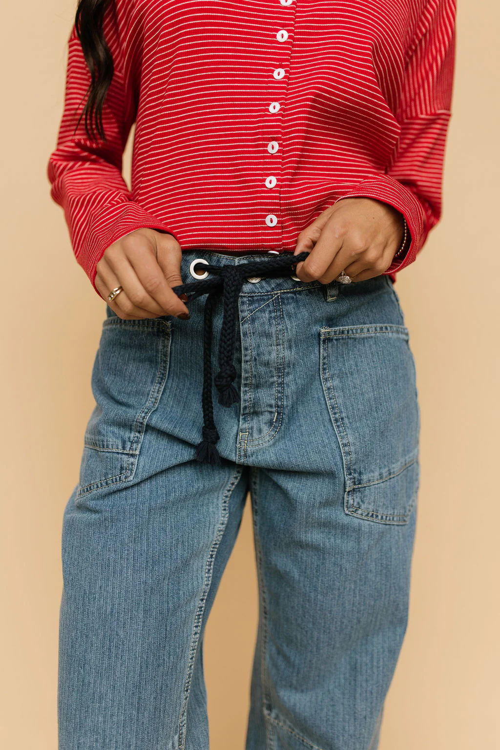 Joey Barrel Jeans in Medium Stripe - Image 5