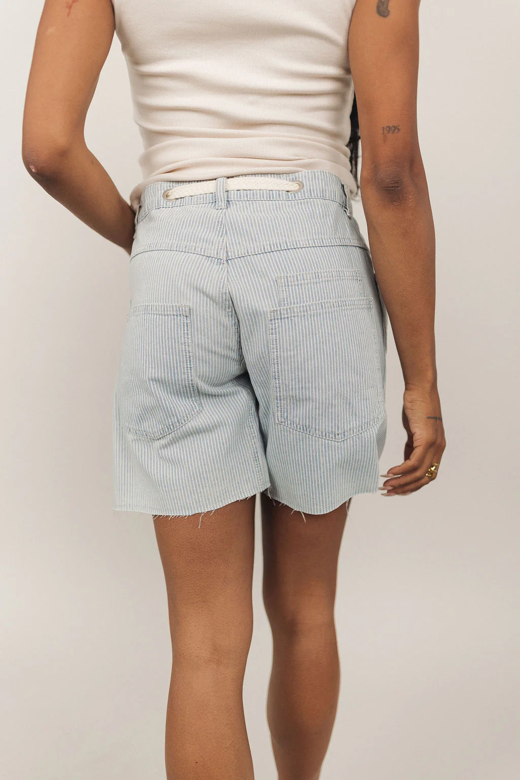 Joey Barrel Shorts In Denim Stripe - Image 3