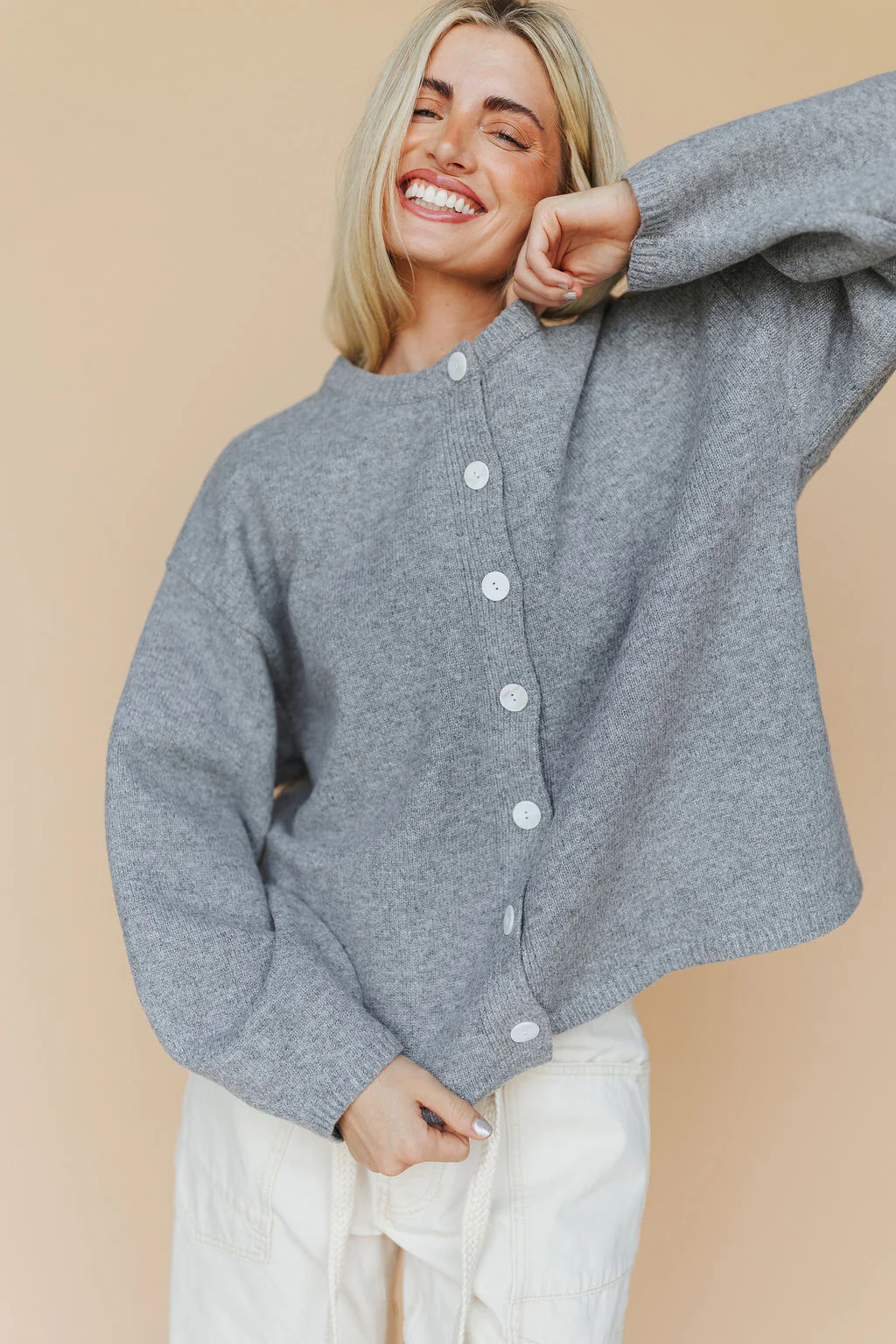 Julia Cardigan in Heather Grey - Image 4