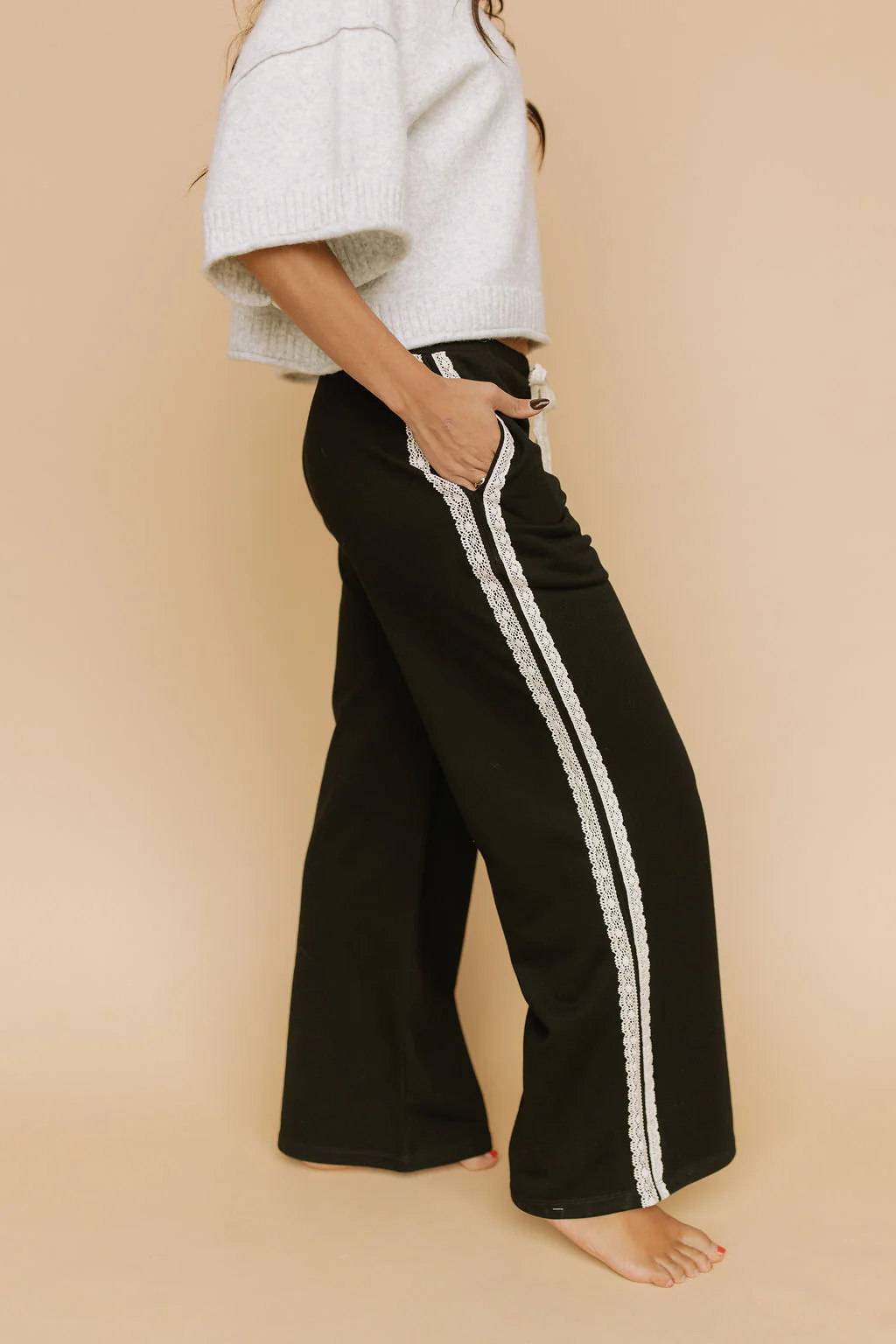 Lacy Days Sweatpants in Black - Image 3
