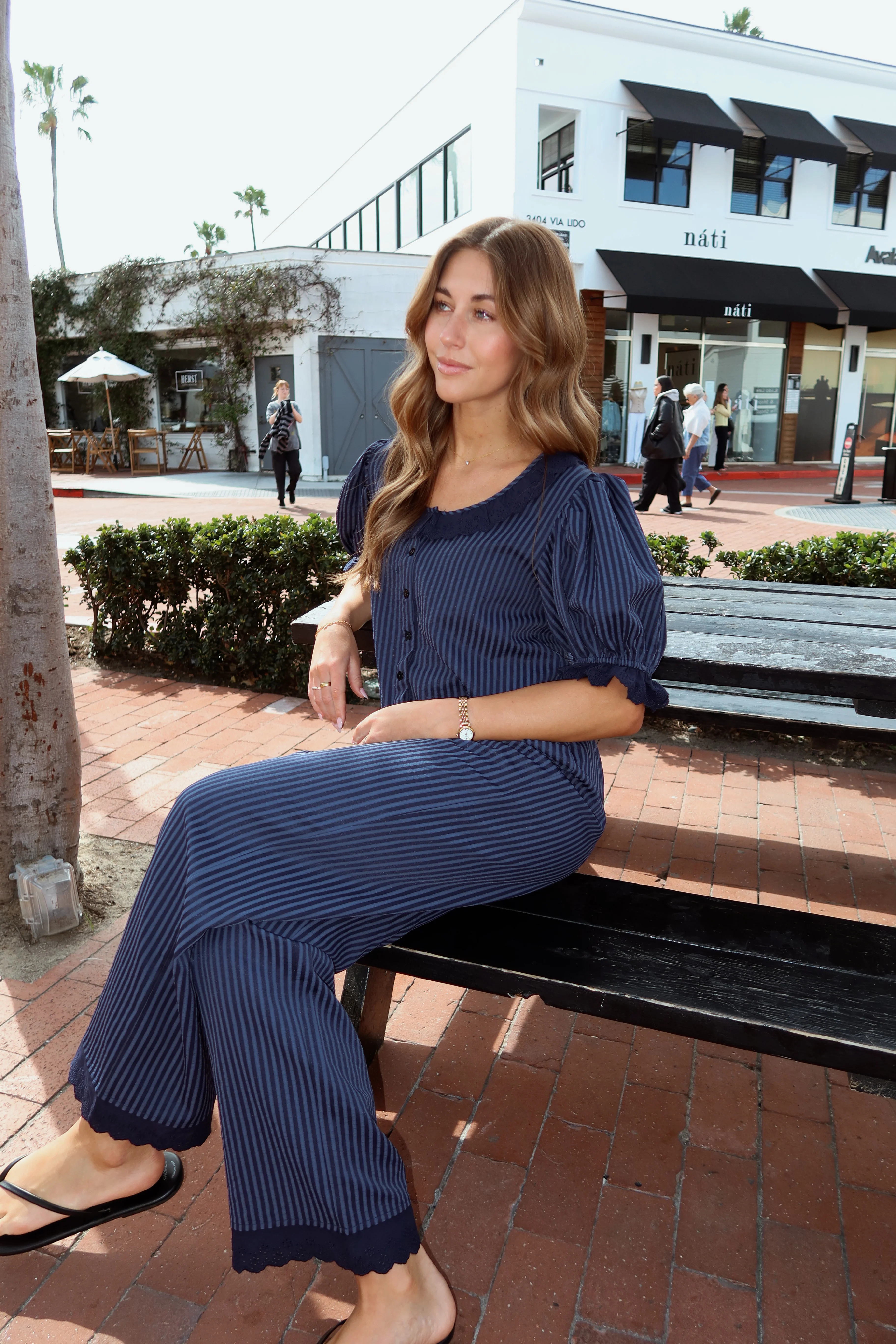 Lanie Stripe Pants in Navy - Image 4