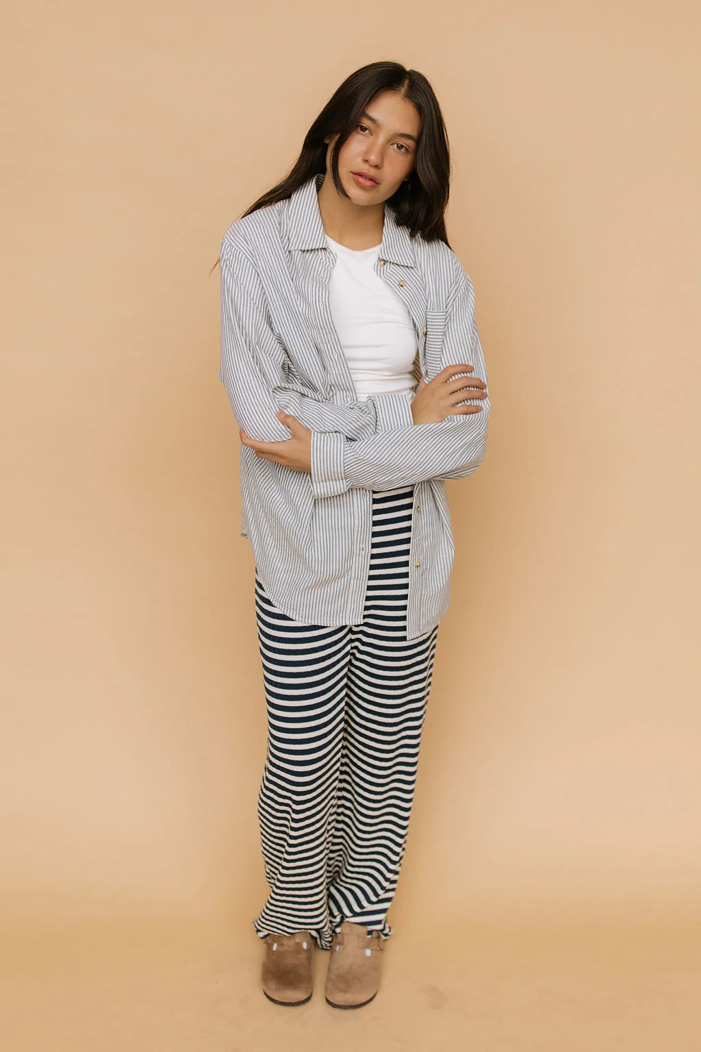 Leni Ribbed Stripe Pants in Navy - Image 4