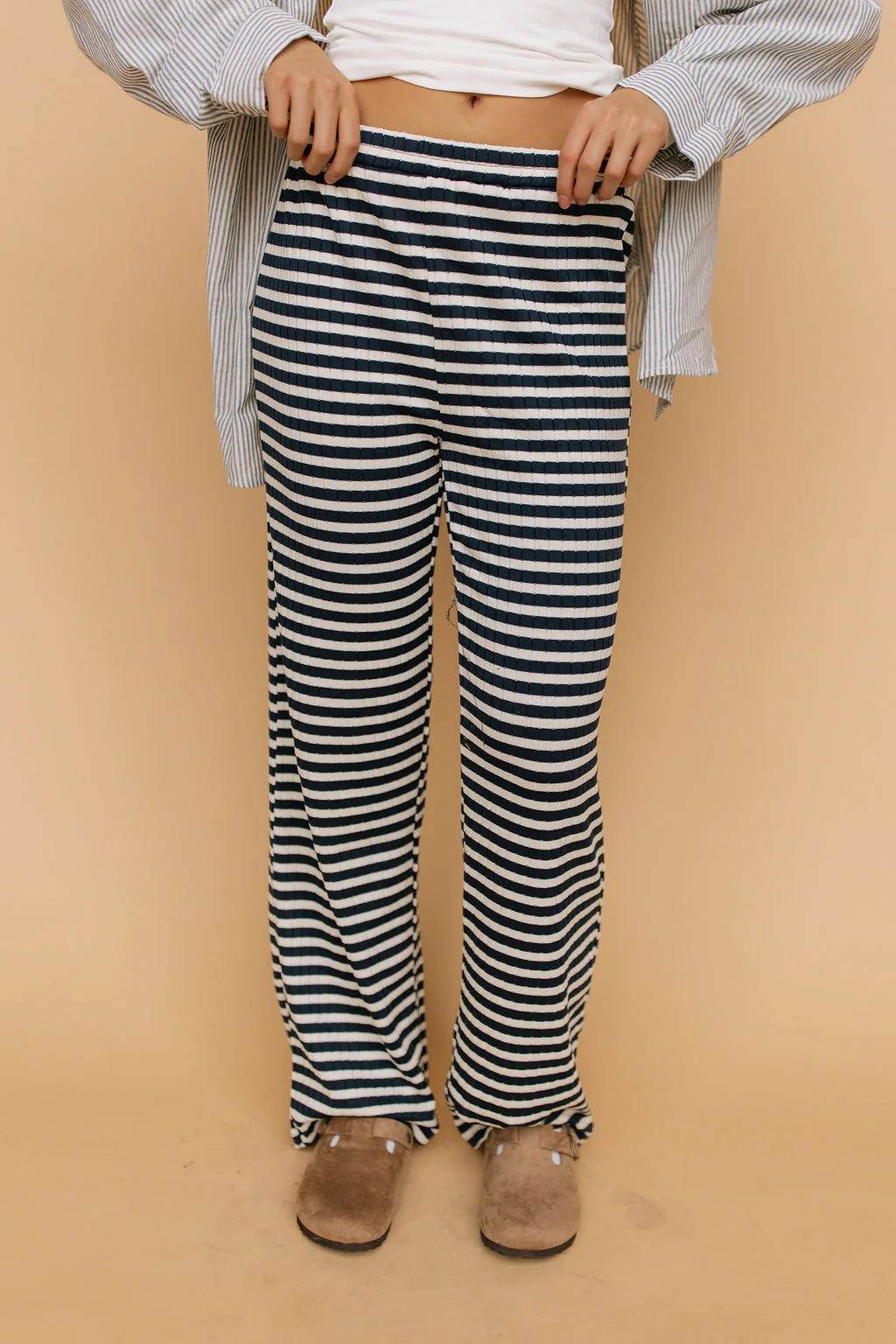 Leni Ribbed Stripe Pants in Navy - Image 5