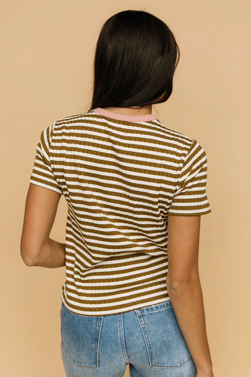 Leni Ribbed Tee in Brown - Image 4