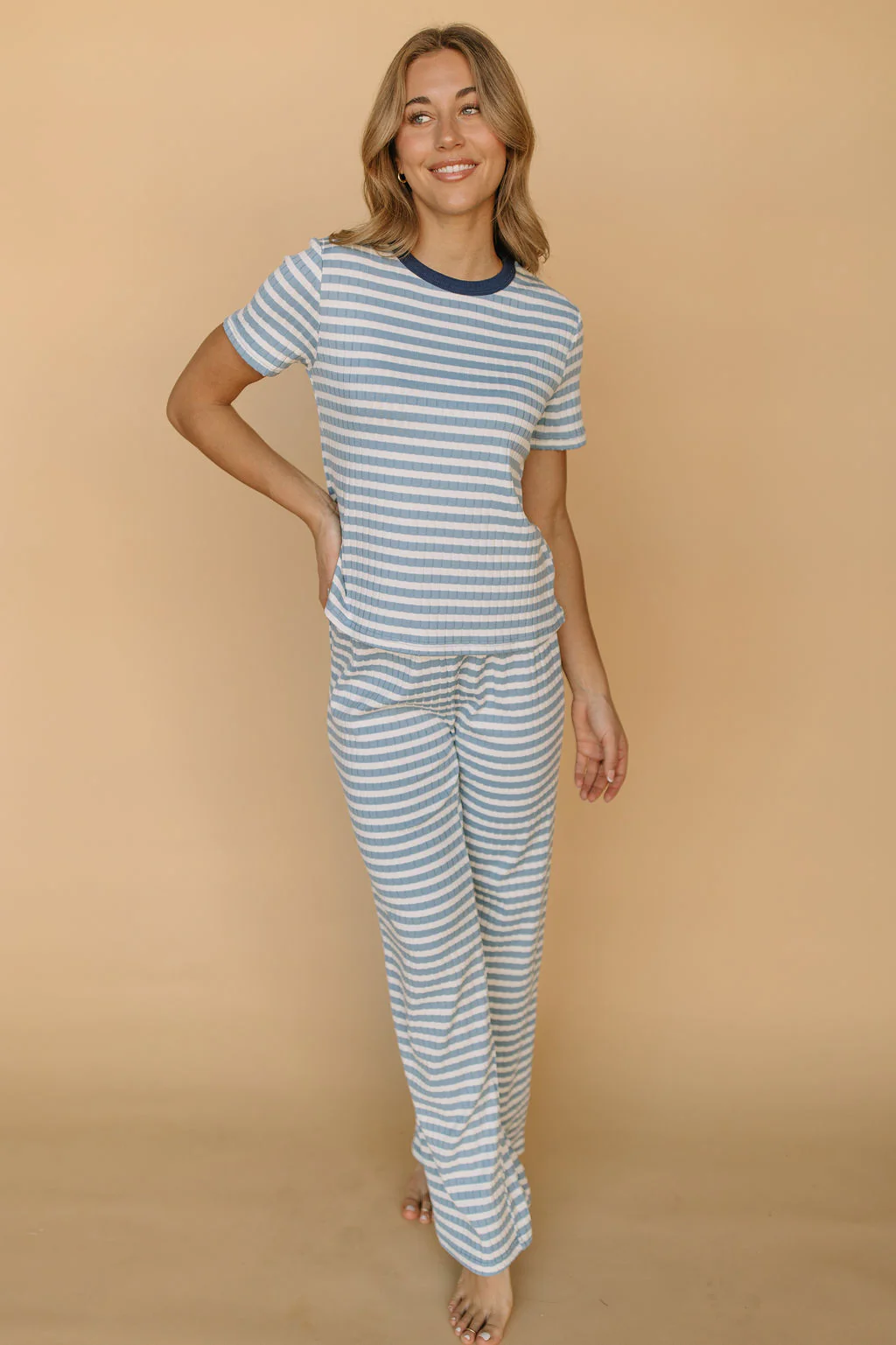 Leni Ribbed Tee in Light Blue - Image 3