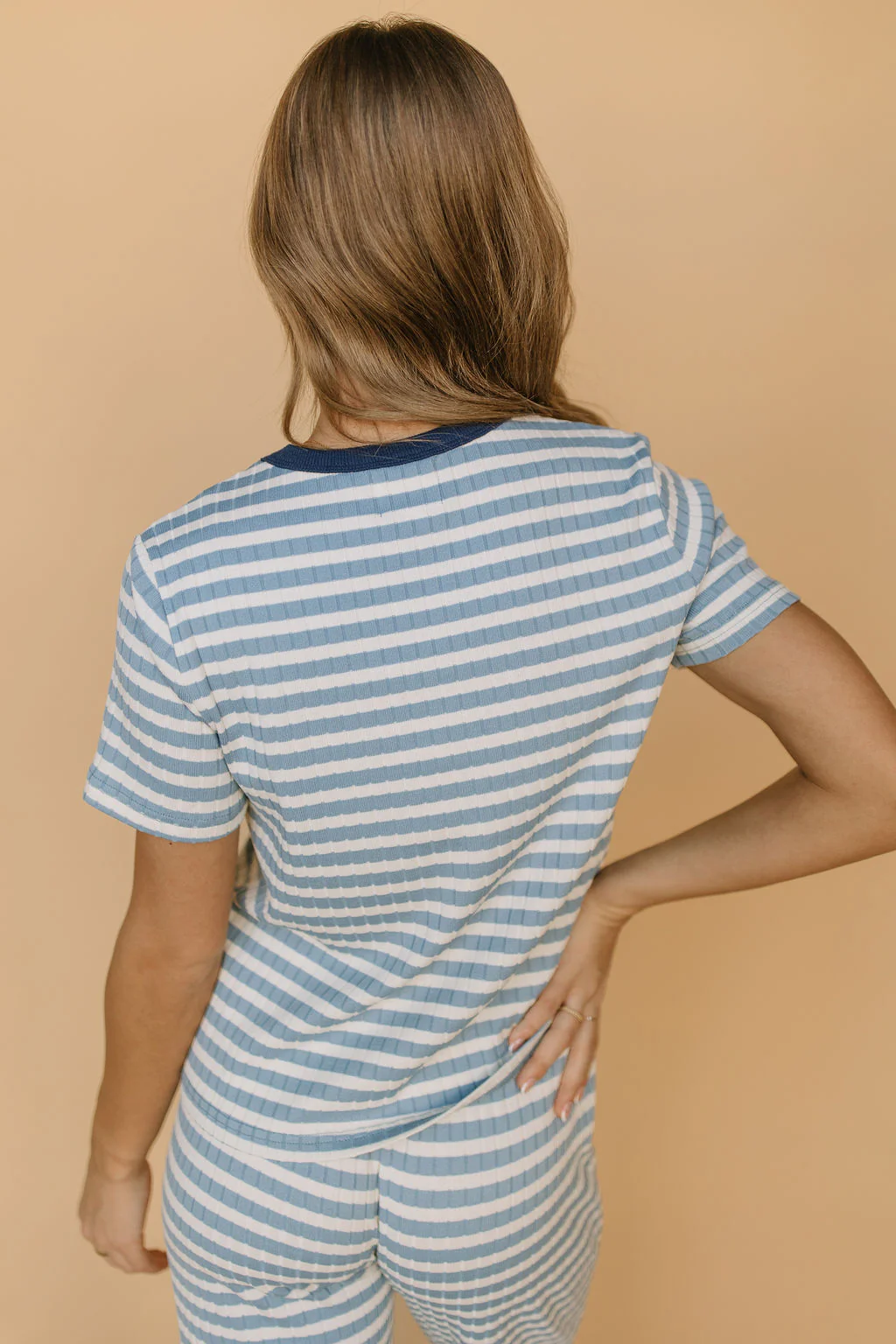 Leni Ribbed Tee in Light Blue - Image 5