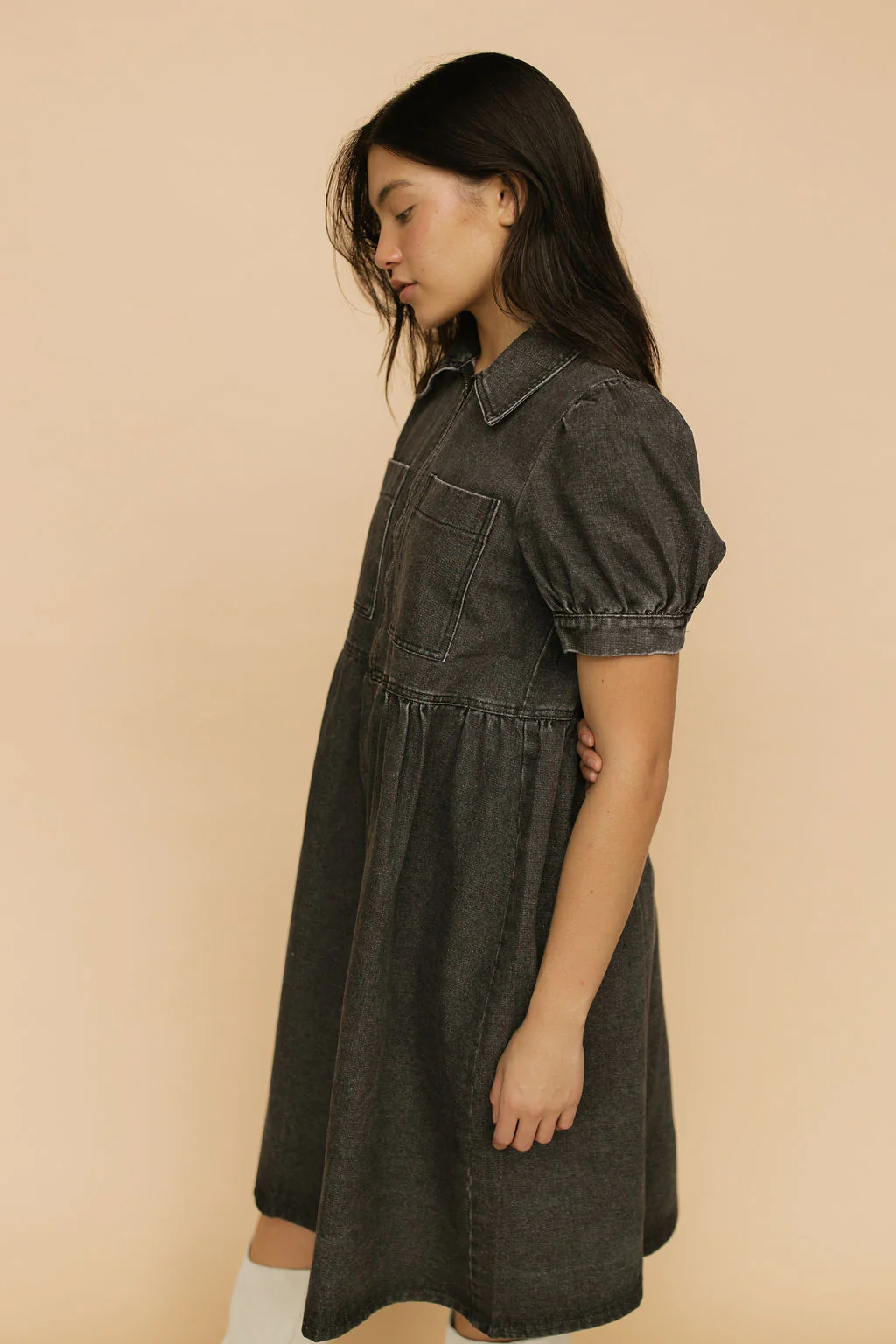 Mabel Zip Front Denim Babydoll - Image 2