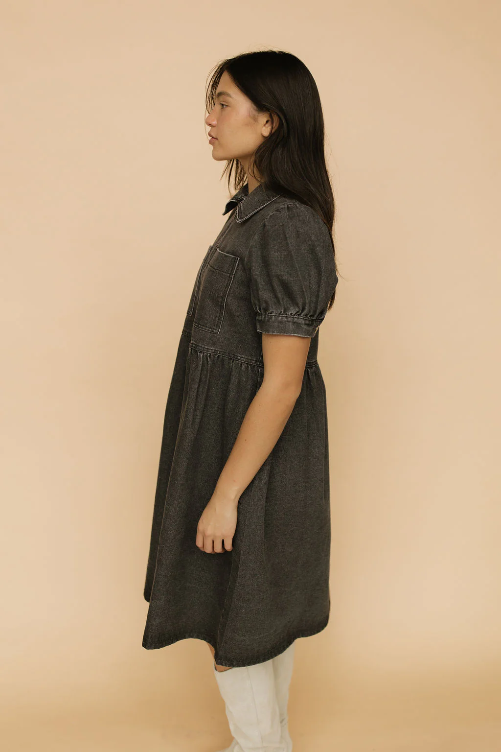 Mabel Zip Front Denim Babydoll - Image 4