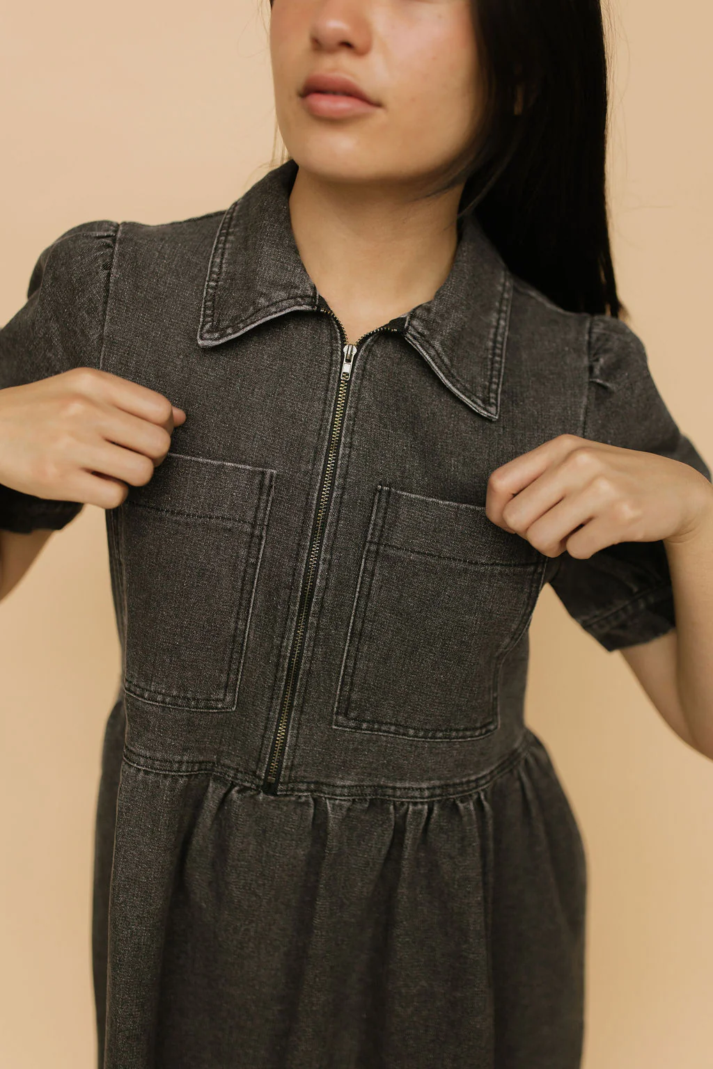 Mabel Zip Front Denim Babydoll - Image 5