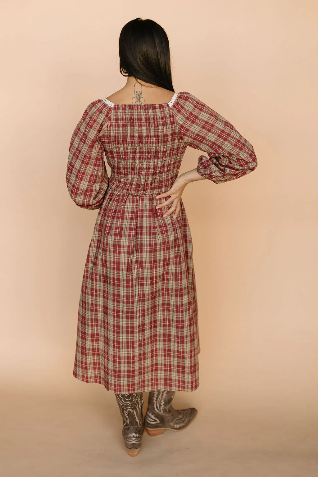 Madison Plaid Midi in Red - Image 2