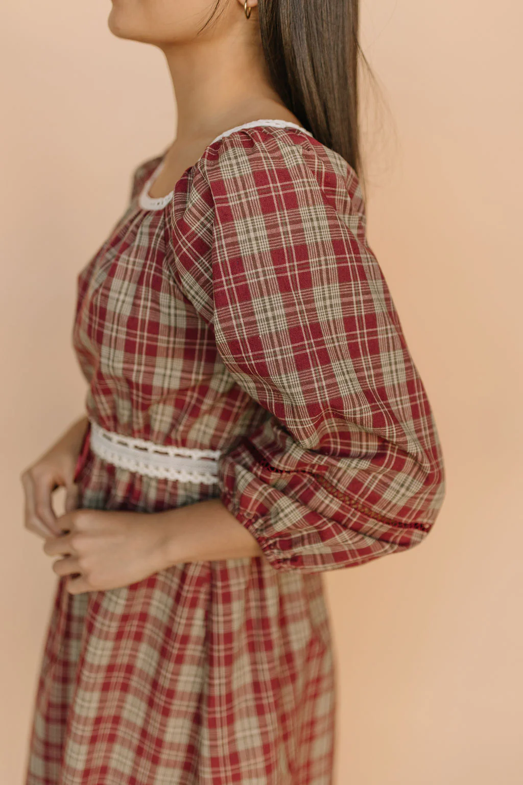 Madison Plaid Midi in Red - Image 3