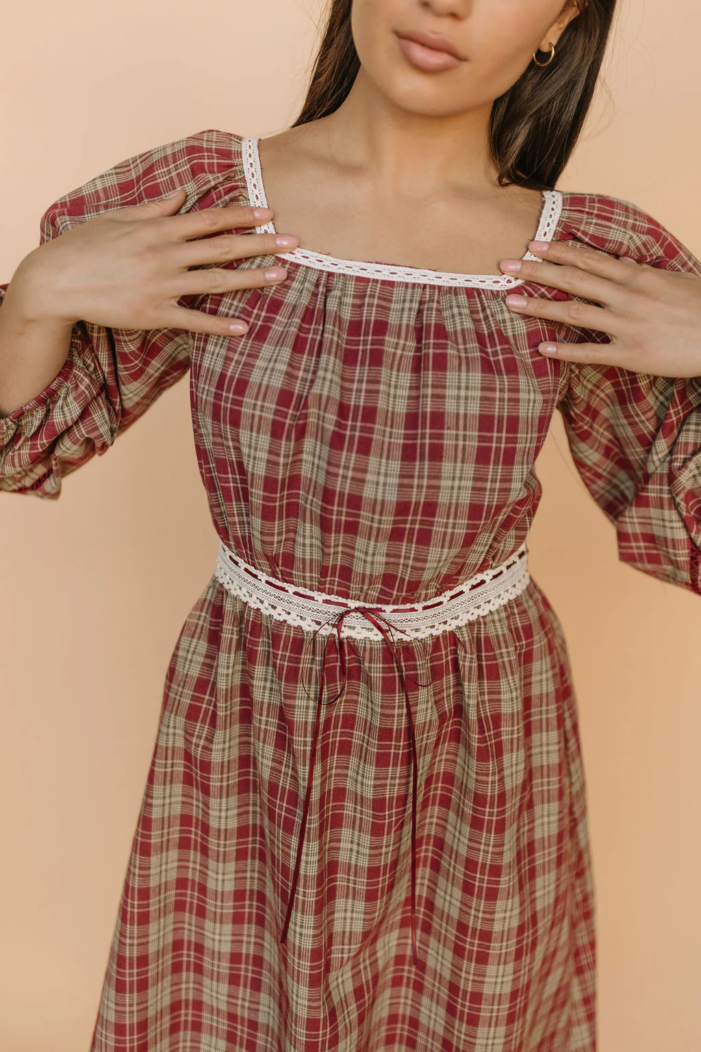 Madison Plaid Midi in Red - Image 6