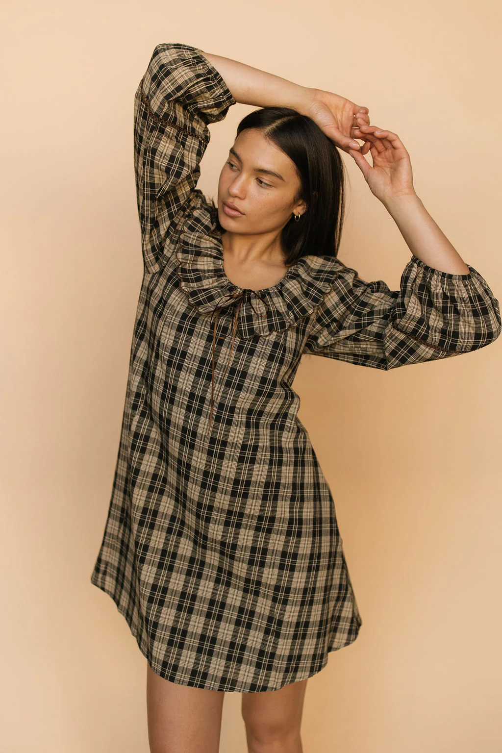 Madison Plaid Shift Dress in Black - Image 2