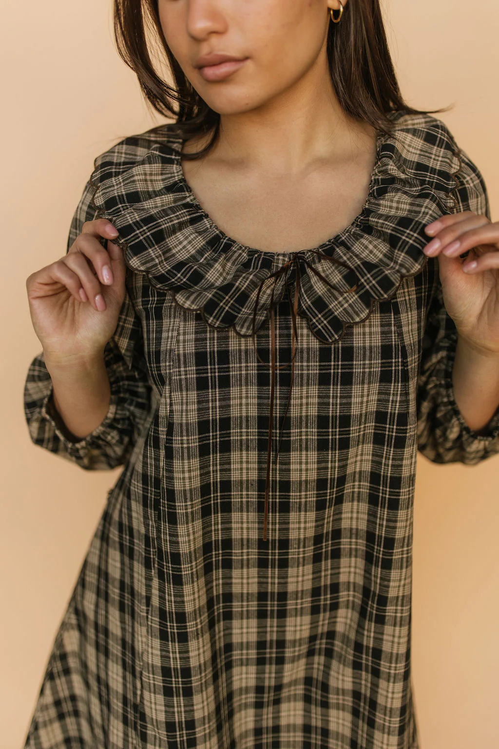 Madison Plaid Shift Dress in Black - Image 3