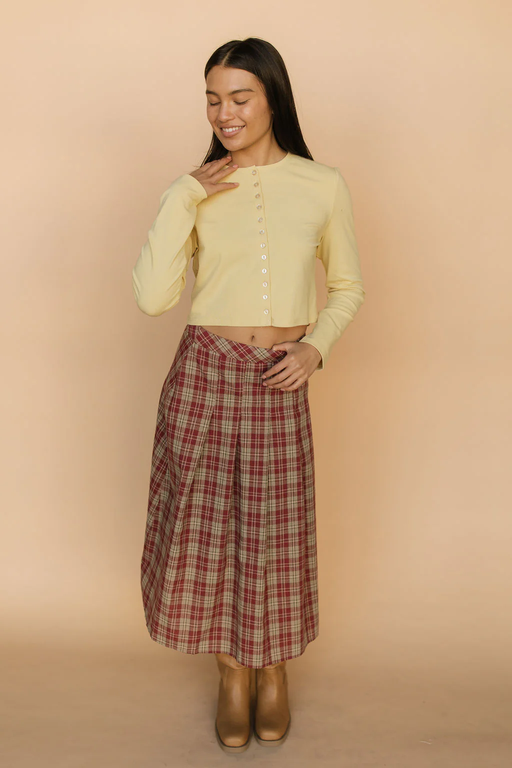 Madison Plaid Skirt in Red - Image 2
