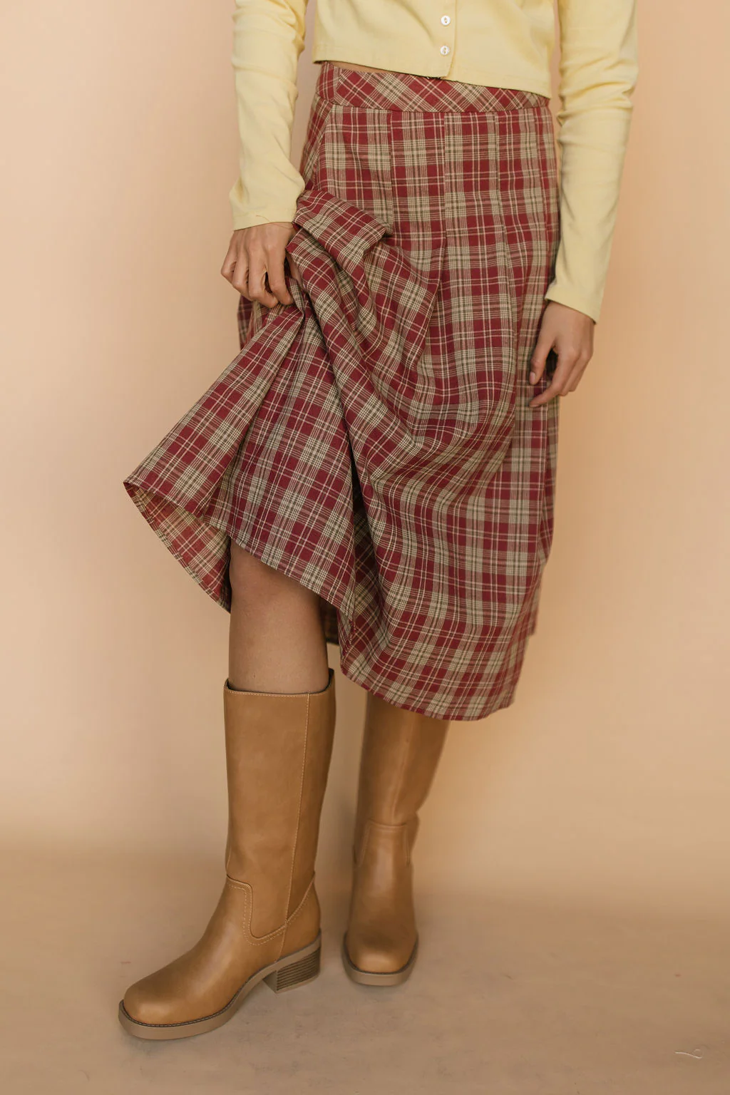Madison Plaid Skirt in Red - Image 3
