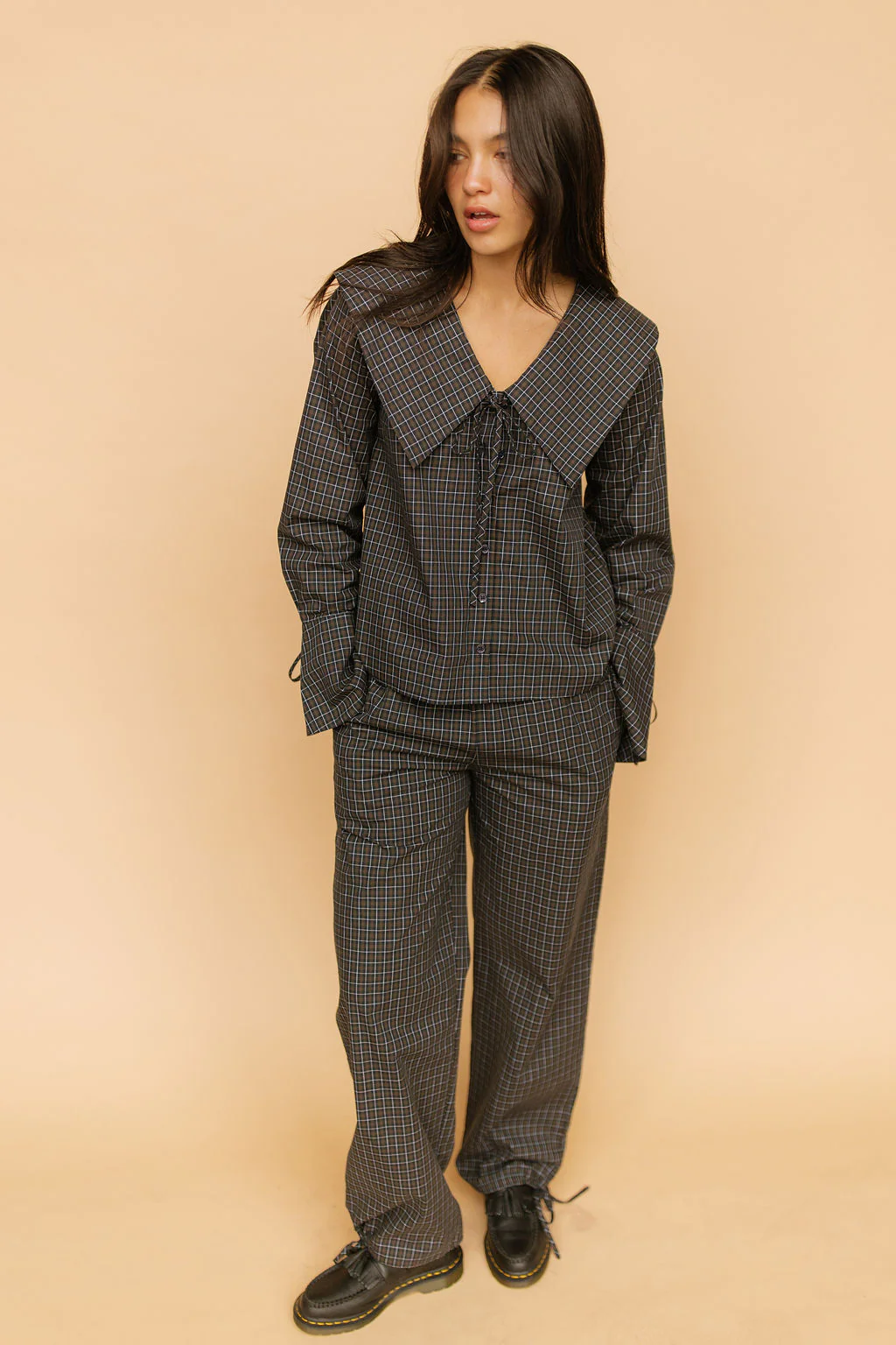 Mara Checkered Top in Midnight - Image 2