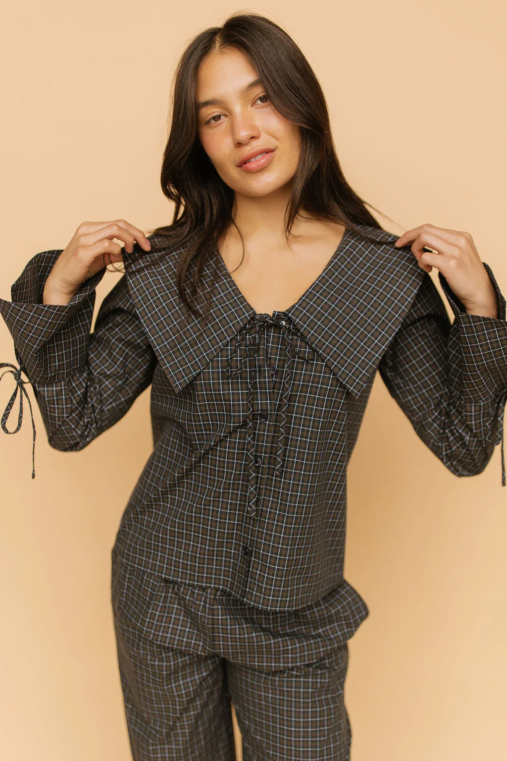 Mara Checkered Top in Midnight - Image 3